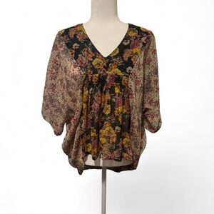 Black Poppy Multicolor Floral Blouse